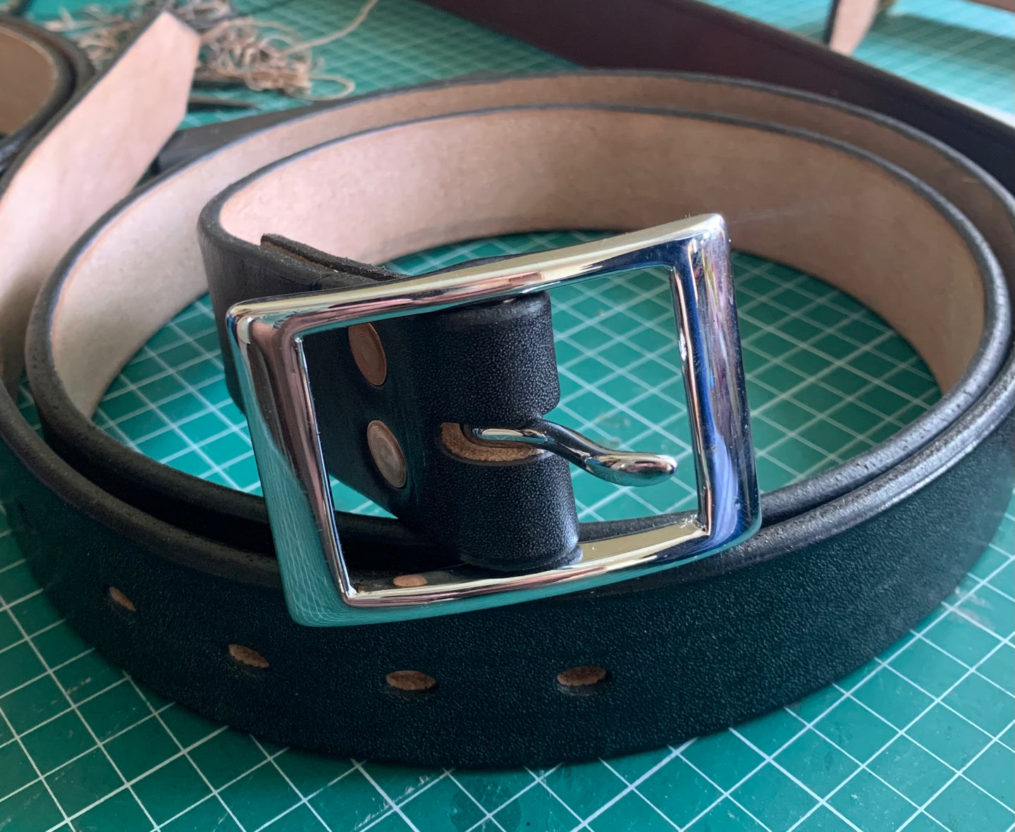 1.5 inch Black Leather Belt